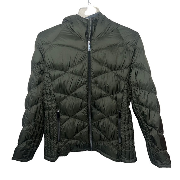 Michael Kors Coat Packable Down Filled Hooded Green Women’s Size Large - Picture 1 of 12